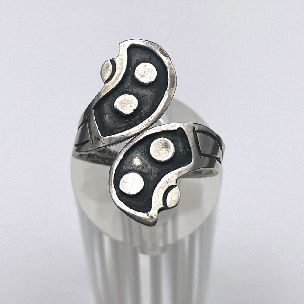 Vintage Sterling Silver Taxco Ring Adjustable Unisex Signed MMA‎ Eagle 3
